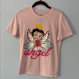 Betty Boop Angel Kiss Pink Angel Graphic Women's Tee Size XXS